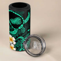 Hawaii Kahoolawe Islands Pacific Plumeria 4 in 1 Can Cooler Tumbler Turquoise Polynesian Tattoo
