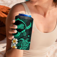 Hawaii Kahoolawe Islands Pacific Plumeria 4 in 1 Can Cooler Tumbler Turquoise Polynesian Tattoo