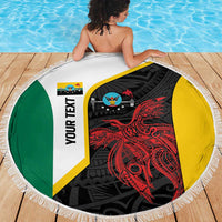 Personalised PNG Hela Province Beach Blanket Bird of Paradise Tattoo Flag Motif - Polynesian Pride