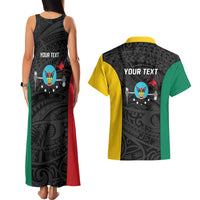 Personalised PNG Hela Province Couples Matching Tank Maxi Dress and Hawaiian Shirt Bird of Paradise Tattoo Flag Motif - Polynesian Pride