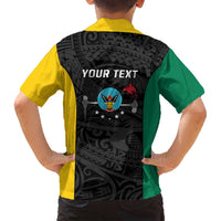 Personalised PNG Hela Province Family Matching Off Shoulder Short Dress and Hawaiian Shirt Bird of Paradise Tattoo Flag Motif - Polynesian Pride