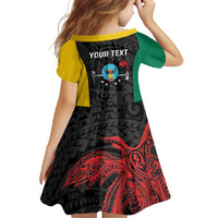 Personalised PNG Hela Province Family Matching Short Sleeve Bodycon Dress and Hawaiian Shirt Bird of Paradise Tattoo Flag Motif LT9 - Polynesian Pride
