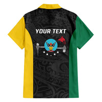 Personalised PNG Hela Province Family Matching Short Sleeve Bodycon Dress and Hawaiian Shirt Bird of Paradise Tattoo Flag Motif LT9 - Polynesian Pride