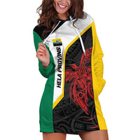Personalised PNG Hela Province Hoodie Dress Bird of Paradise Tattoo Flag Motif - Polynesian Pride