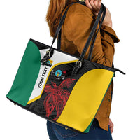 Personalised PNG Hela Province Leather Tote Bag Bird of Paradise Tattoo Flag Motif LT9 - Polynesian Pride