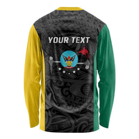 Personalised PNG Hela Province Long Sleeve Shirt Bird of Paradise Tattoo Flag Motif - Polynesian Pride