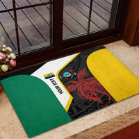 Personalised PNG Hela Province Rubber Doormat Bird of Paradise Tattoo Flag Motif - Polynesian Pride