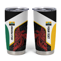 Personalised PNG Hela Province Tumbler Cup Bird of Paradise Tattoo Flag Motif - Polynesian Pride