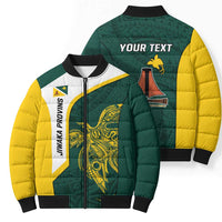 Personalised PNG Jiwaka Province Bomber Puffer Jacket Bird of Paradise Tattoo Flag Motif - Polynesian Pride
