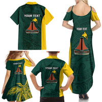 Personalised PNG Jiwaka Province Family Matching Summer Maxi Dress and Hawaiian Shirt Bird of Paradise Tattoo Flag Motif - Polynesian Pride