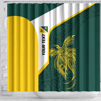 Personalised PNG Jiwaka Province Shower Curtain Bird of Paradise Tattoo Flag Motif - Polynesian Pride
