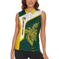 Personalised PNG Jiwaka Province Women Sleeveless Polo Shirt Bird of Paradise Tattoo Flag Motif - Polynesian Pride