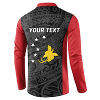 Personalised PNG Sandaun Province Button Sweatshirt Bird of Paradise Tattoo Flag Motif - Polynesian Pride