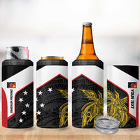 Personalised PNG Sandaun Province 4 in 1 Can Cooler Tumbler Bird of Paradise Tattoo Flag Motif - Polynesian Pride