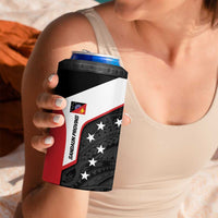 Personalised PNG Sandaun Province 4 in 1 Can Cooler Tumbler Bird of Paradise Tattoo Flag Motif - Polynesian Pride