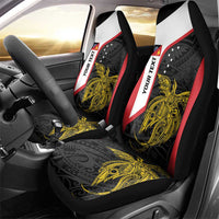 Personalised PNG Sandaun Province Car Seat Cover Bird of Paradise Tattoo Flag Motif LT9 - Polynesian Pride