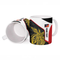Personalised PNG Sandaun Province Ceramic Mug Bird of Paradise Tattoo Flag Motif - Polynesian Pride