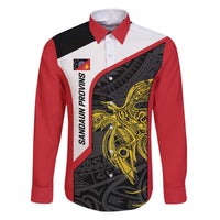 Personalised PNG Sandaun Province Family Matching Off The Shoulder Long Sleeve Dress and Hawaiian Shirt Bird of Paradise Tattoo Flag Motif - Polynesian Pride