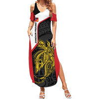 Personalised PNG Sandaun Province Family Matching Summer Maxi Dress and Hawaiian Shirt Bird of Paradise Tattoo Flag Motif - Polynesian Pride