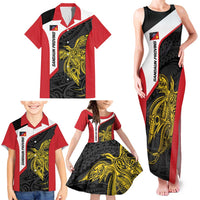 Personalised PNG Sandaun Province Family Matching Tank Maxi Dress and Hawaiian Shirt Bird of Paradise Tattoo Flag Motif - Polynesian Pride