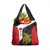Personalised PNG Sandaun Province Grocery Bag Bird of Paradise Tattoo Flag Motif - Polynesian Pride