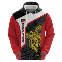 Personalised PNG Sandaun Province Hoodie Bird of Paradise Tattoo Flag Motif - Polynesian Pride