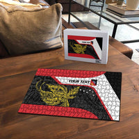 Personalised PNG Sandaun Province Puzzle Bird of Paradise Tattoo Flag Motif - Polynesian Pride