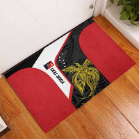 Personalised PNG Sandaun Province Rubber Doormat Bird of Paradise Tattoo Flag Motif - Polynesian Pride