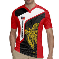 Personalised PNG Sandaun Province Rugby Jersey Bird of Paradise Tattoo Flag Motif - Polynesian Pride