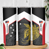 Personalised PNG Sandaun Province Skinny Tumbler Bird of Paradise Tattoo Flag Motif - Polynesian Pride