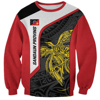 Personalised PNG Sandaun Province Sweatshirt Bird of Paradise Tattoo Flag Motif - Polynesian Pride