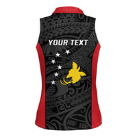 Personalised PNG Sandaun Province Women Sleeveless Polo Shirt Bird of Paradise Tattoo Flag Motif - Polynesian Pride