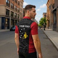 Personalised PNG Sandaun Province Zipper Polo Shirt Bird of Paradise Tattoo Flag Motif - Polynesian Pride