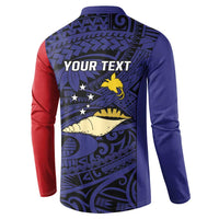 Personalised PNG West New Britain Province Button Sweatshirt Bird of Paradise Tattoo Flag Motif - Polynesian Pride