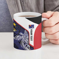 Personalised PNG West New Britain Province Ceramic Mug Bird of Paradise Tattoo Flag Motif - Polynesian Pride