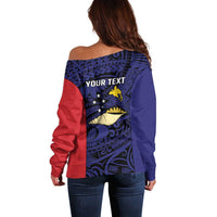 Personalised PNG West New Britain Province Off Shoulder Sweater Bird of Paradise Tattoo Flag Motif - Polynesian Pride