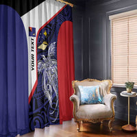 Personalised PNG West New Britain Province Window Curtain Bird of Paradise Tattoo Flag Motif - Polynesian Pride