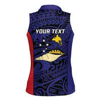 Personalised PNG West New Britain Province Women Sleeveless Polo Shirt Bird of Paradise Tattoo Flag Motif - Polynesian Pride