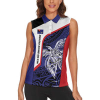 Personalised PNG West New Britain Province Women Sleeveless Polo Shirt Bird of Paradise Tattoo Flag Motif - Polynesian Pride