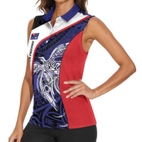 Personalised PNG West New Britain Province Women Sleeveless Polo Shirt Bird of Paradise Tattoo Flag Motif - Polynesian Pride