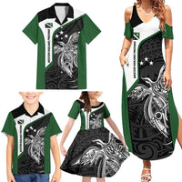 Personalised PNG Western Highlands Province Family Matching Summer Maxi Dress and Hawaiian Shirt Bird of Paradise Tattoo Flag Motif - Polynesian Pride