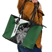 Personalised PNG Western Highlands Province Leather Tote Bag Bird of Paradise Tattoo Flag Motif LT9 - Polynesian Pride