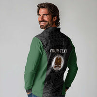 Personalised PNG Western Highlands Province Long Sleeve Polo Shirt Bird of Paradise Tattoo Flag Motif - Polynesian Pride