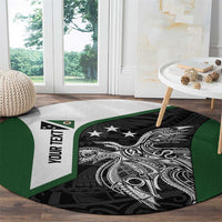 Personalised PNG Western Highlands Province Round Carpet Bird of Paradise Tattoo Flag Motif - Polynesian Pride