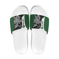 Personalised PNG Western Highlands Province Slide Sandals Bird of Paradise Tattoo Flag Motif - Polynesian Pride