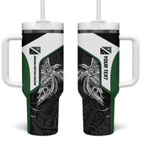 Personalised PNG Western Highlands Province Tumbler With Handle Bird of Paradise Tattoo Flag Motif - Polynesian Pride
