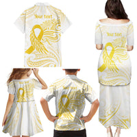 Be Bold Go Gold Polyneisan Ribbon Childhood Personalised Family Matching Puletasi and Hawaiian Shirt LT9 - Polynesian Pride
