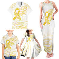 Be Bold Go Gold Polyneisan Ribbon Childhood Personalised Family Matching Tank Maxi Dress and Hawaiian Shirt
