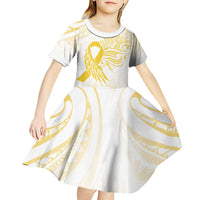 Be Bold Go Gold Polyneisan Ribbon Childhood Personalised Kid Short Sleeve Dress