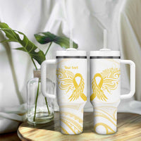 Be Bold Go Gold Polyneisan Ribbon Childhood Personalised Tumbler With Handle
